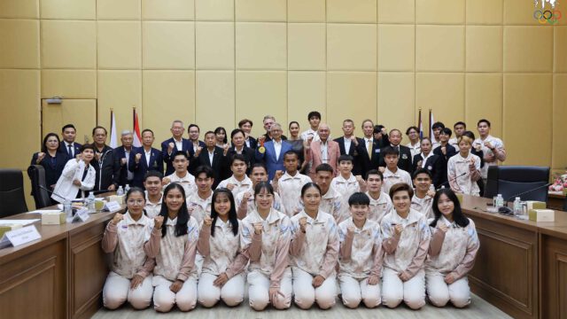 แถลงข่าวเปิดตัวเพลงเชียร์ประจำทัพนักกีฬาไทย พร้อมเปิดเผยความพร้อมในการส่งคณะนักกีฬาไทยเข้าร่วมการแข่งขันกีฬาเอเชียนเกมส์ ครั้งที่ 20